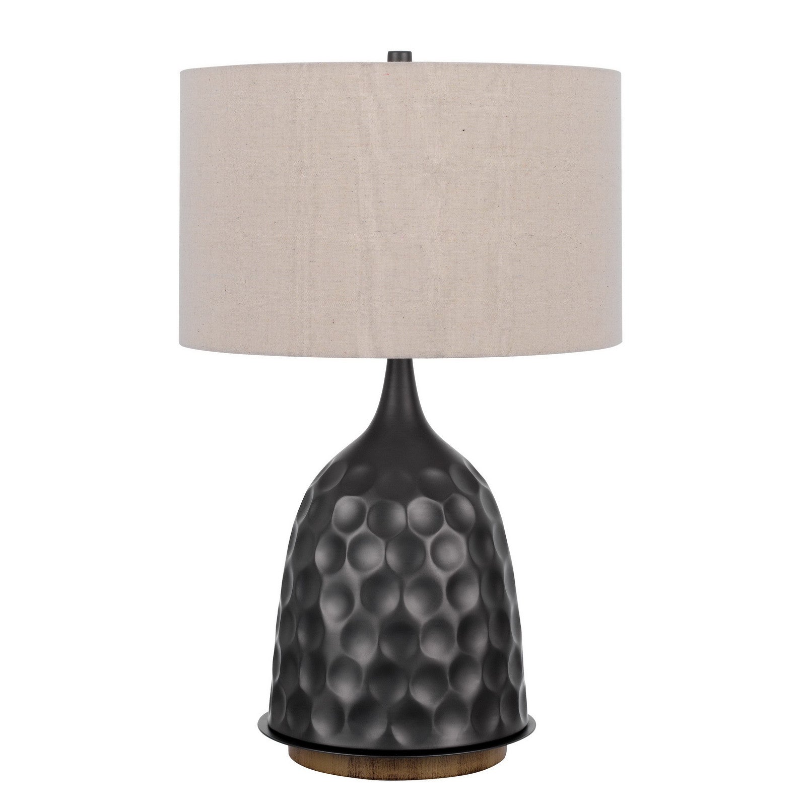 29" Gray Metal Table Lamp With Brown Drum Shade - Minihomy