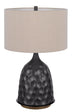 29" Gray Metal Table Lamp With Brown Drum Shade - Minihomy