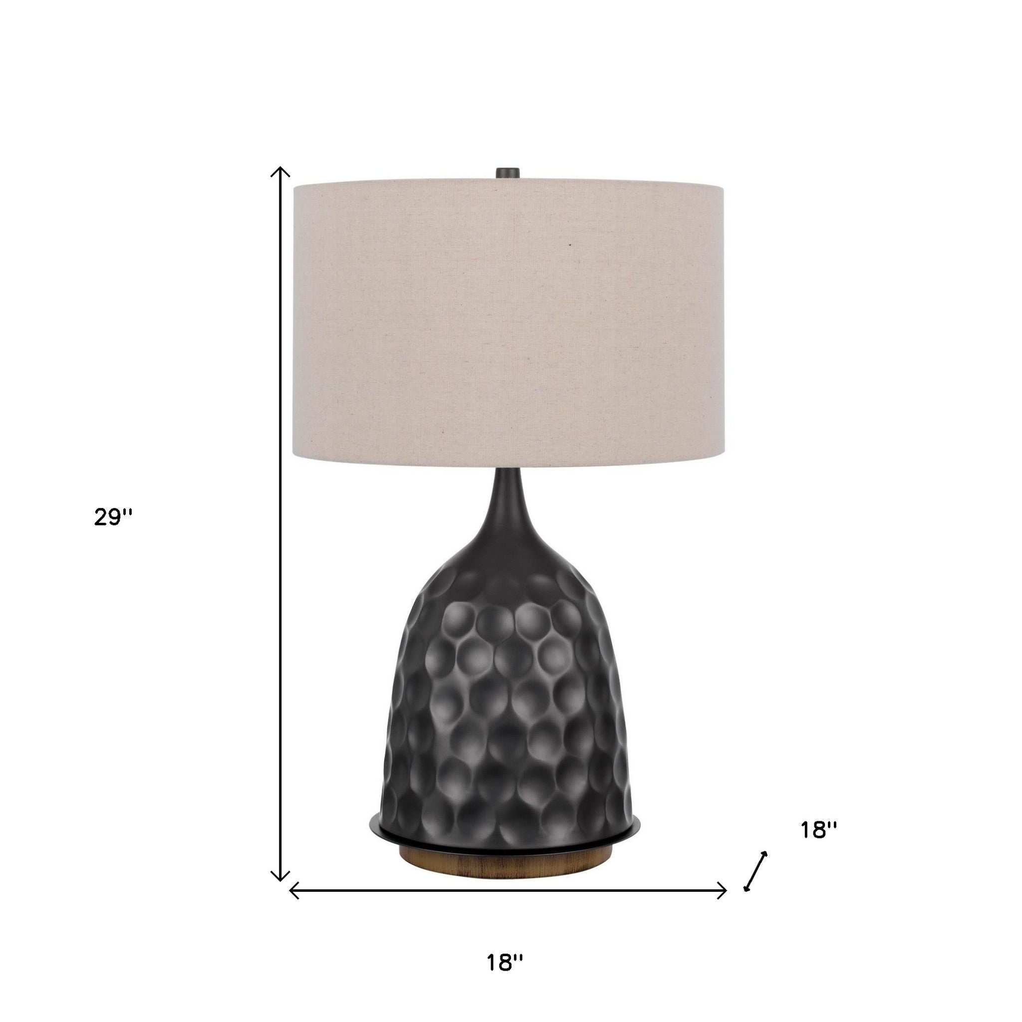 29" Gray Metal Table Lamp With Brown Drum Shade - Minihomy