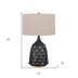 29" Gray Metal Table Lamp With Brown Drum Shade - Minihomy