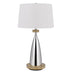 31" Silver Metallic Metal Usb Table Lamp With White Empire Shade - Minihomy