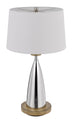 31" Silver Metallic Metal Usb Table Lamp With White Empire Shade - Minihomy