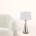 31" Silver Metallic Metal Usb Table Lamp With White Empire Shade - Minihomy