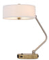 20" Nickel Metal Two Light Desk Usb Table Lamp With White Drum Shade - Minihomy