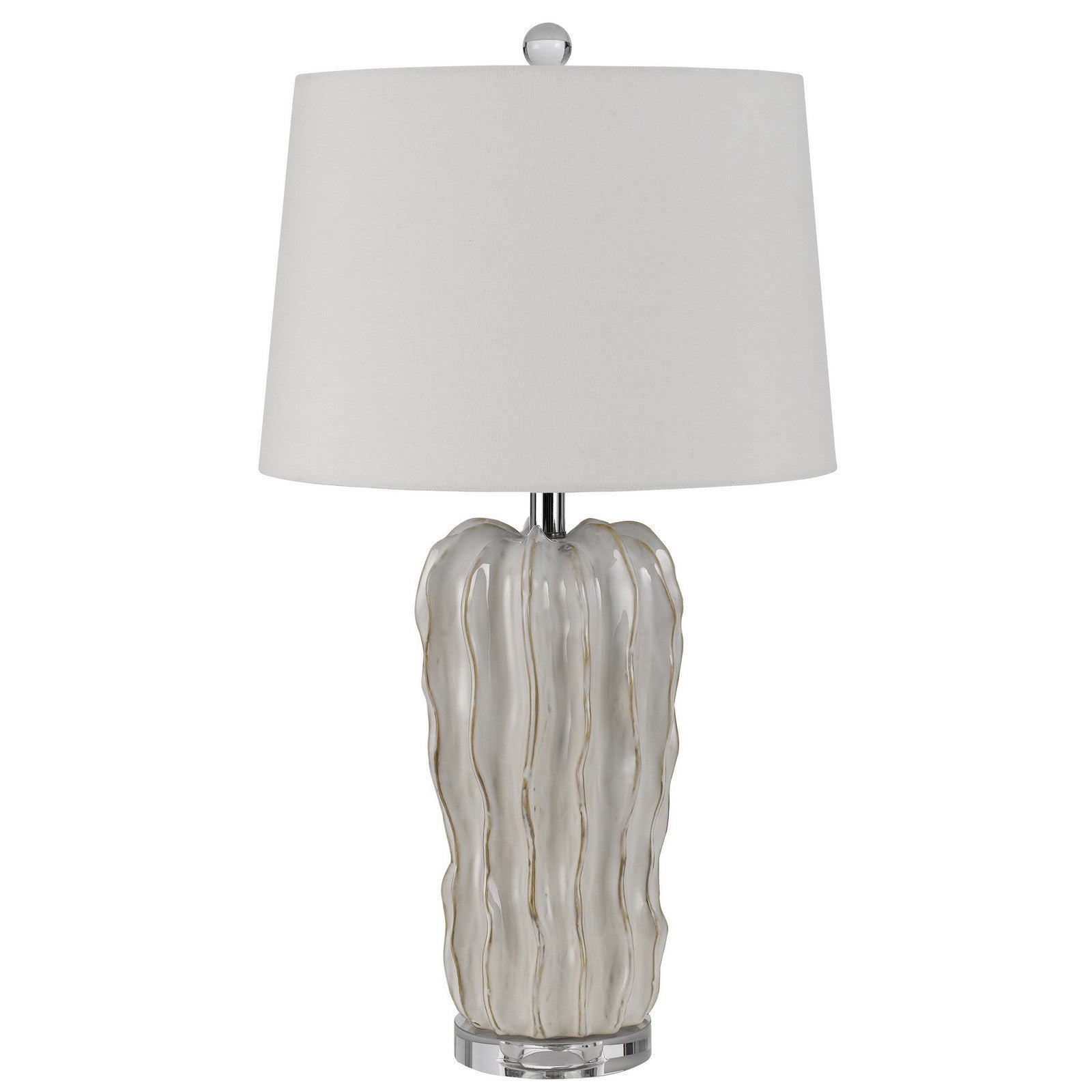 28" Pearl Glass Table Lamp With White Empire Shade - Minihomy