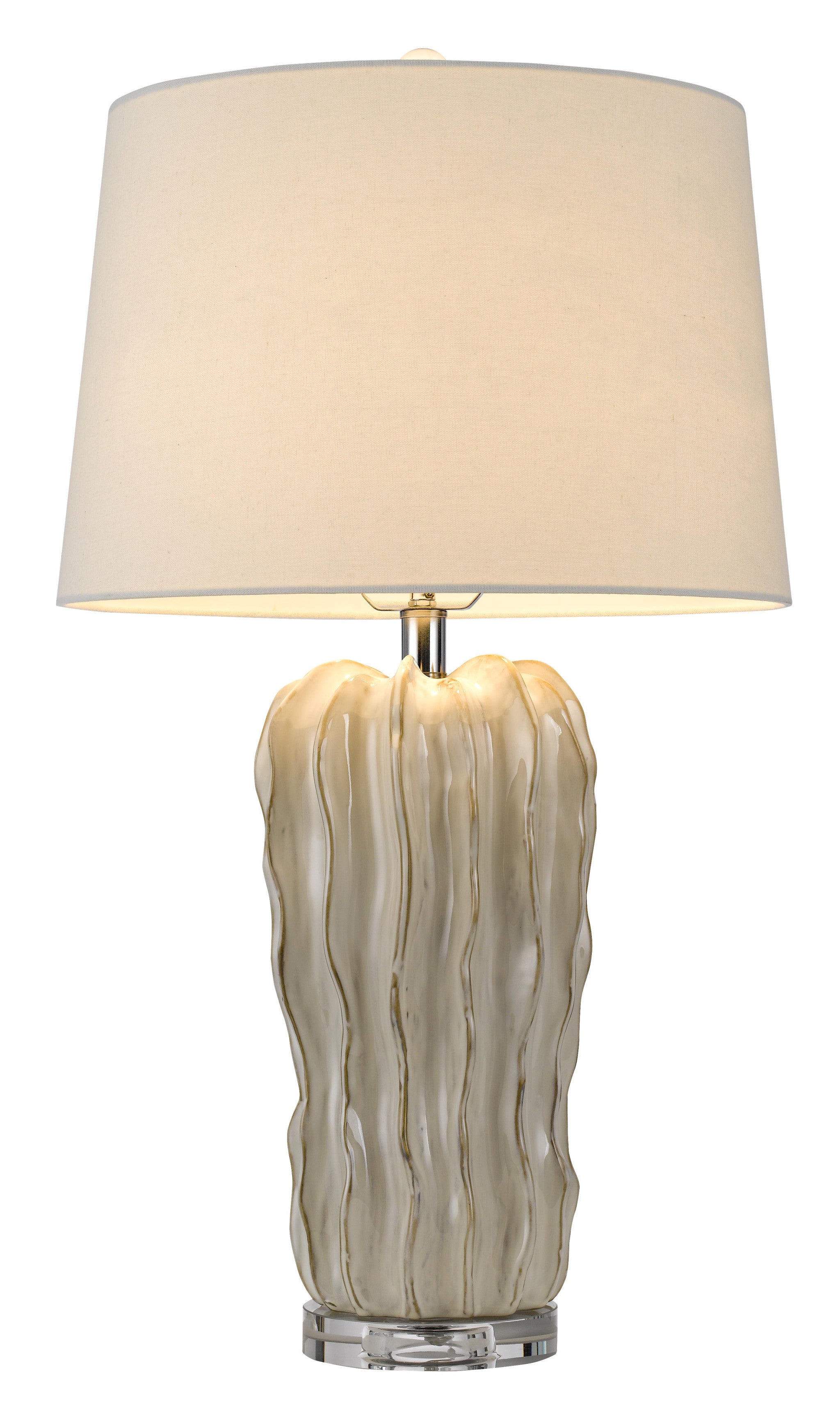 28" Pearl Glass Table Lamp With White Empire Shade - Minihomy