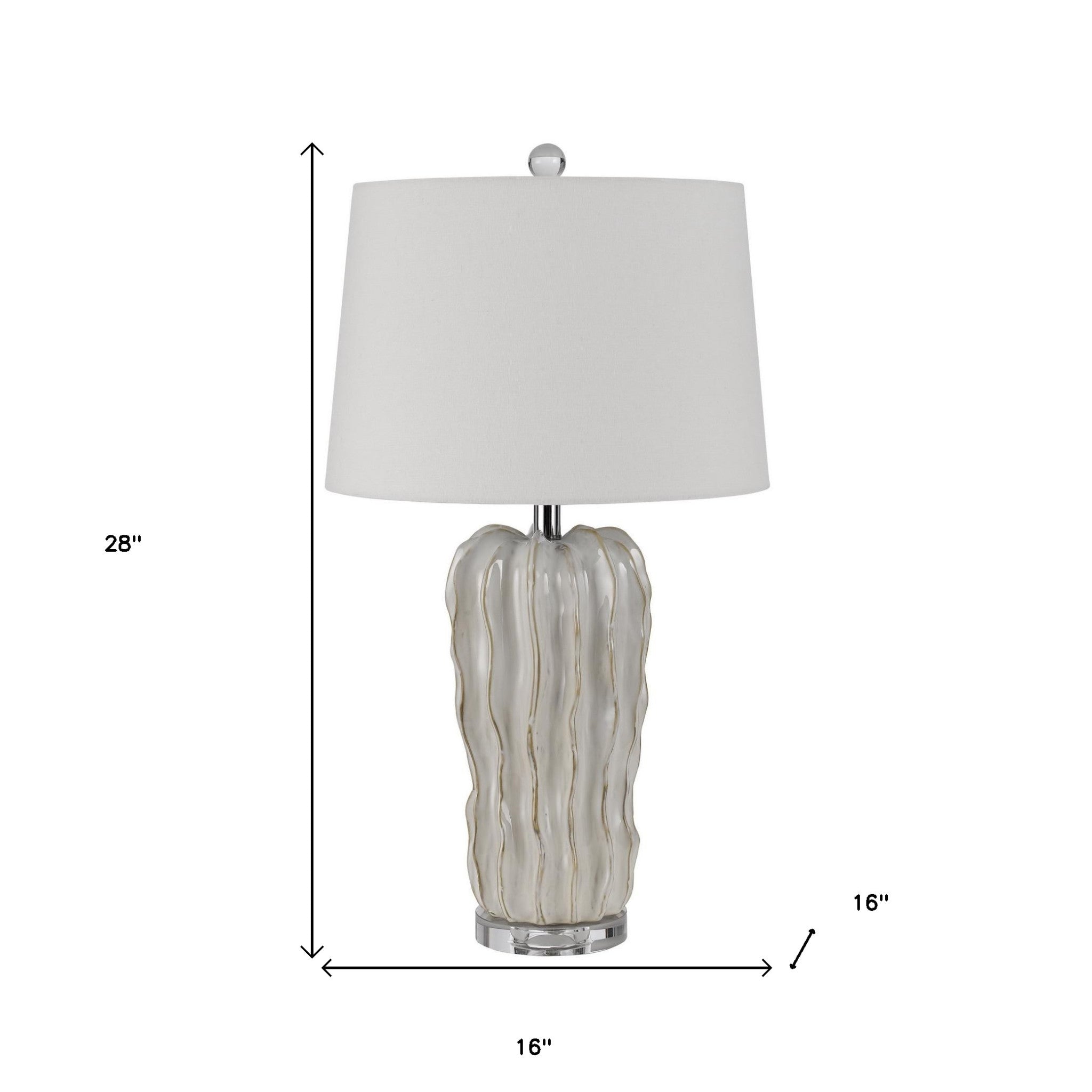 28" Pearl Glass Table Lamp With White Empire Shade - Minihomy