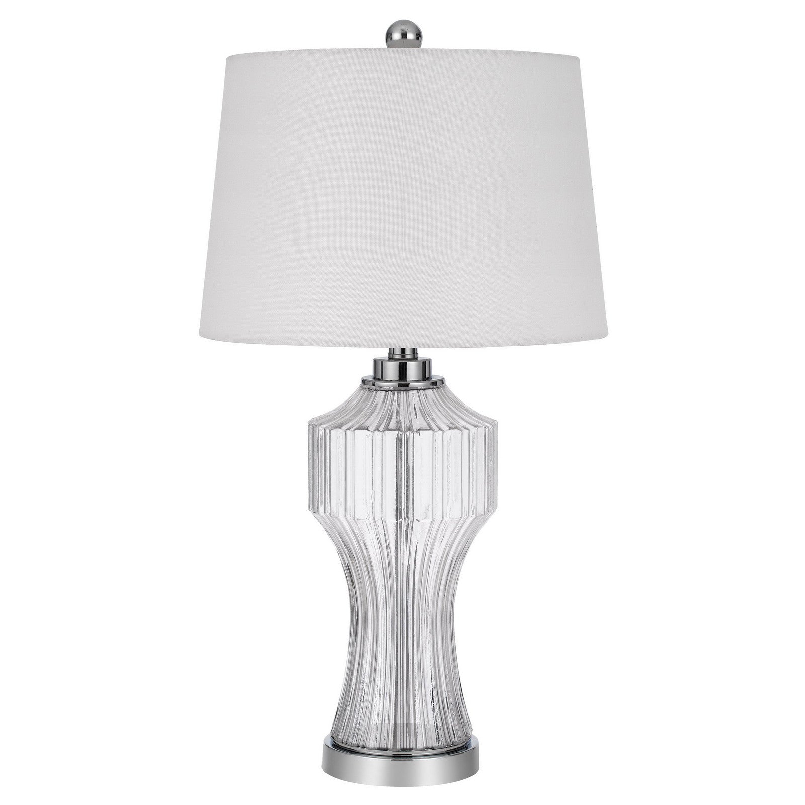 26" Clear Glass Table Lamp With White Empire Shade - Minihomy