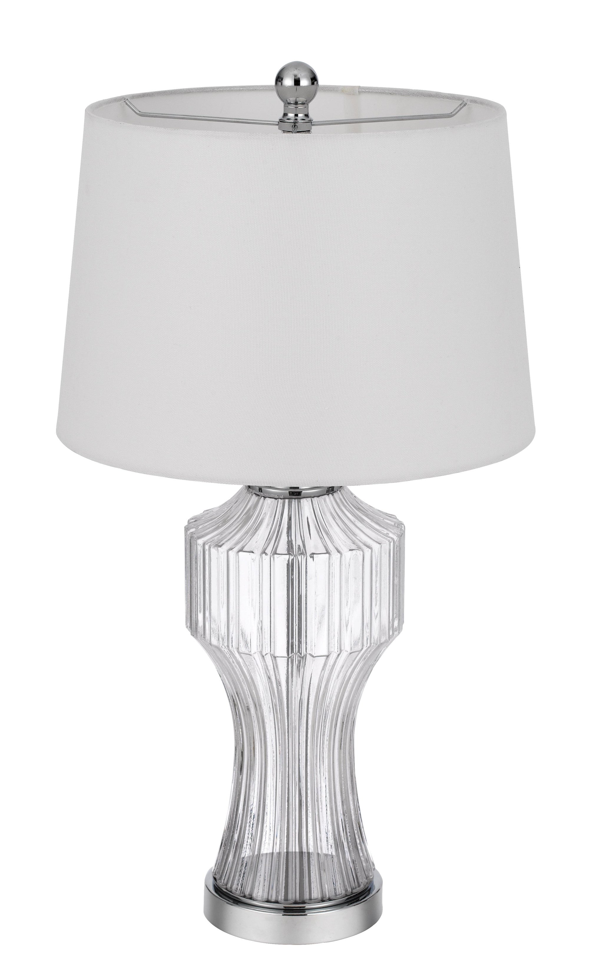 26" Clear Glass Table Lamp With White Empire Shade - Minihomy