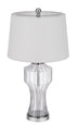 26" Clear Glass Table Lamp With White Empire Shade - Minihomy