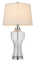 26" Clear Glass Table Lamp With White Empire Shade - Minihomy