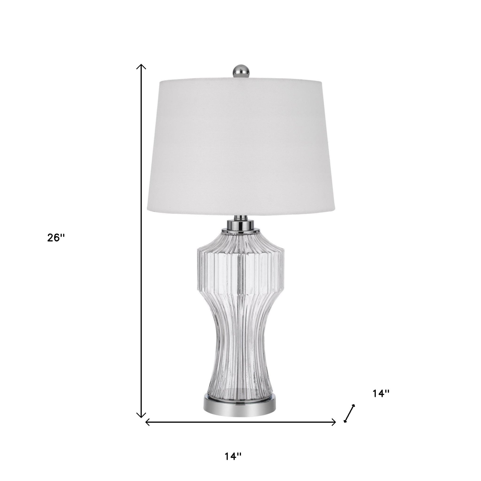 26" Clear Glass Table Lamp With White Empire Shade - Minihomy