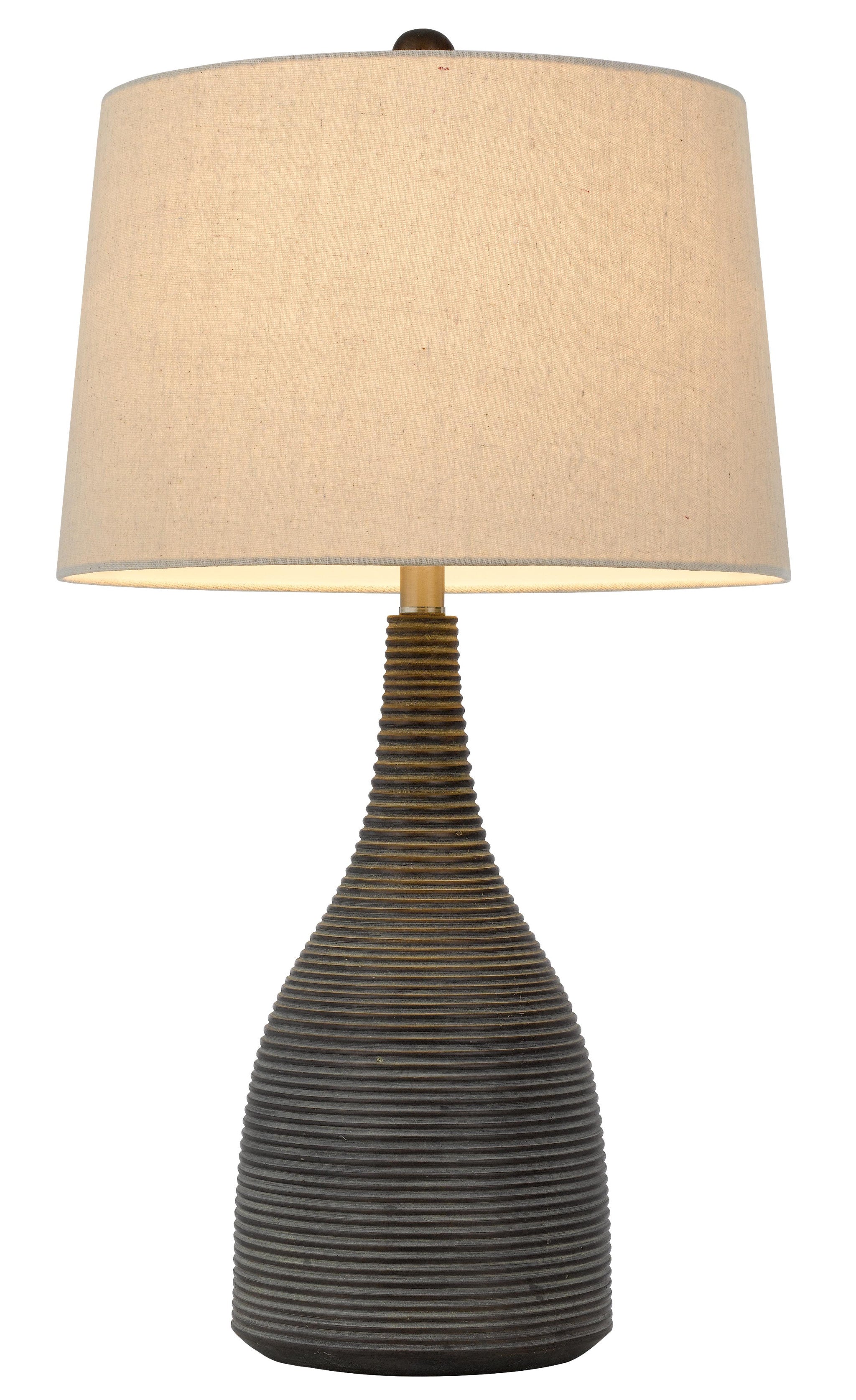 29" Black Ceramic Table Lamp With Beige Empire Shade - Minihomy