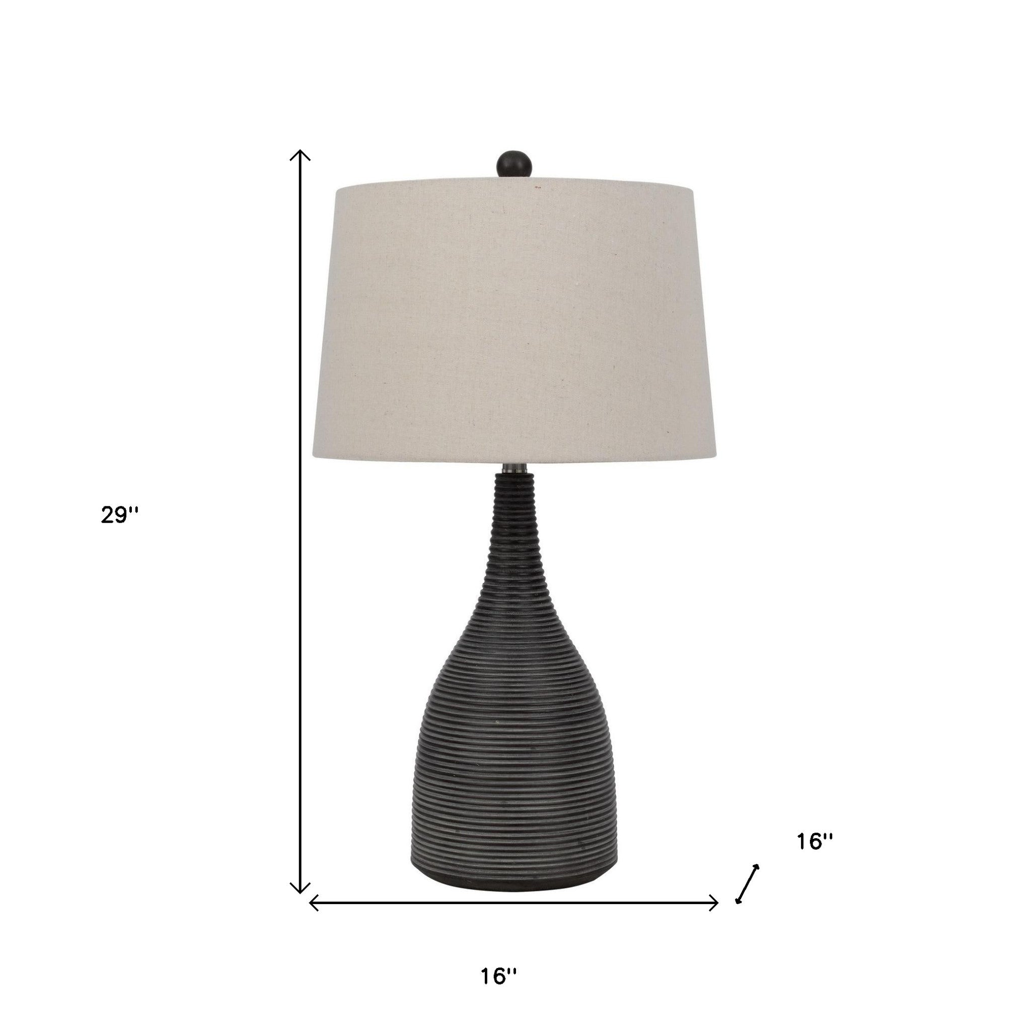 29" Black Ceramic Table Lamp With Beige Empire Shade - Minihomy