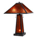 24" Burnt Orange Metal Two Light Table Lamp With Amber Square Shade - Minihomy