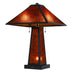 24" Burnt Orange Metal Two Light Table Lamp With Amber Square Shade - Minihomy