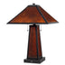 24" Burnt Orange Metal Two Light Table Lamp With Amber Square Shade - Minihomy