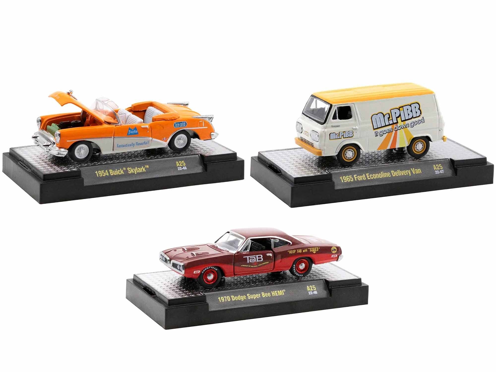 "Sodas" Set of 3 pieces Release 25 Limited Edition to 6250 pieces Worldwide 1/64 Diecast Model Cars by M2 Machines