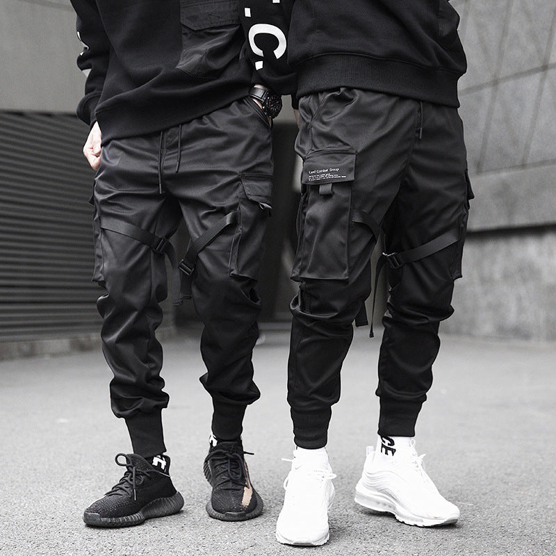 Joggers Cargo Pants for Men Casual Hip Hop Hit Color Pocket Male Trousers
