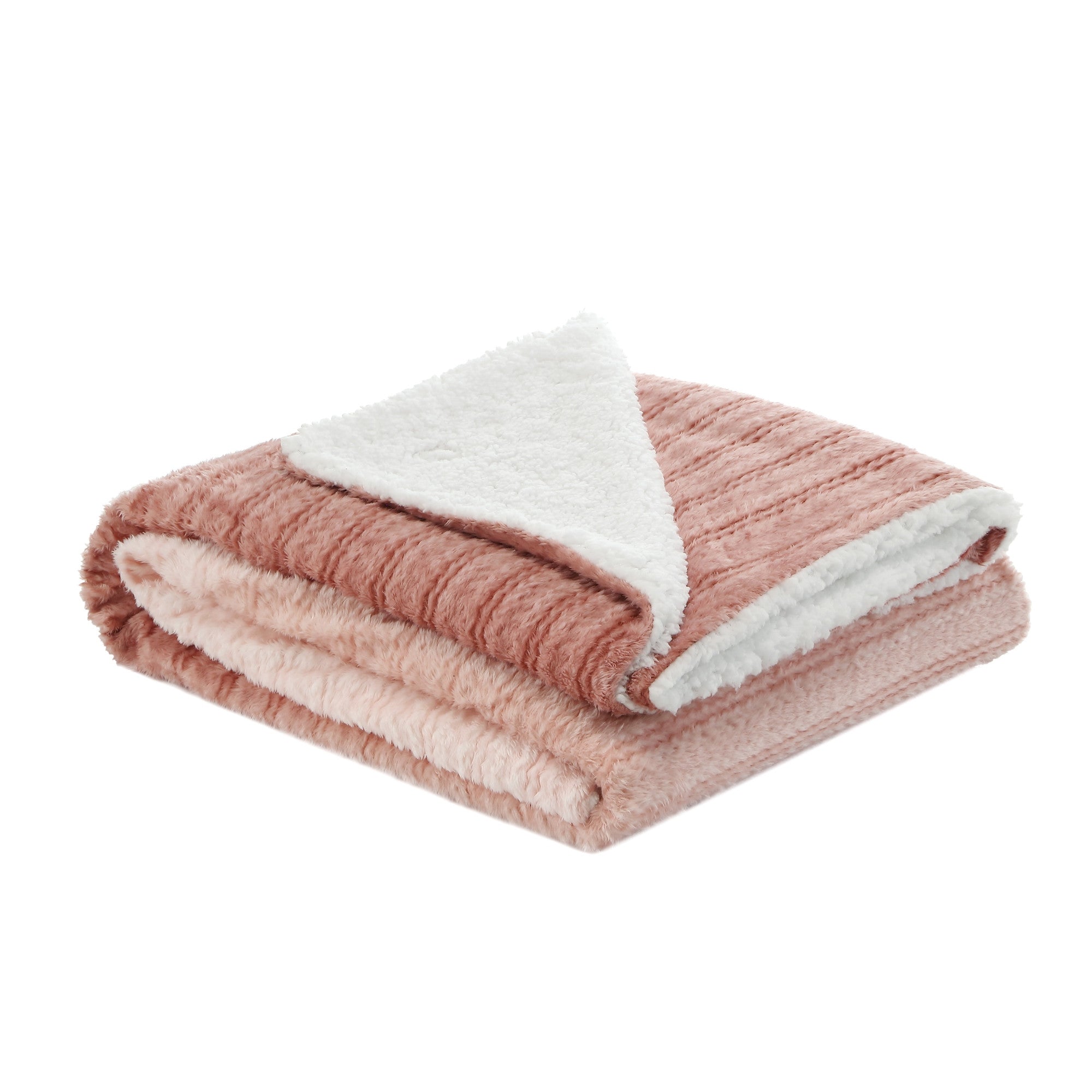 Blush Knitted PolYester Solid Color Plush Throw Blanket - Minihomy