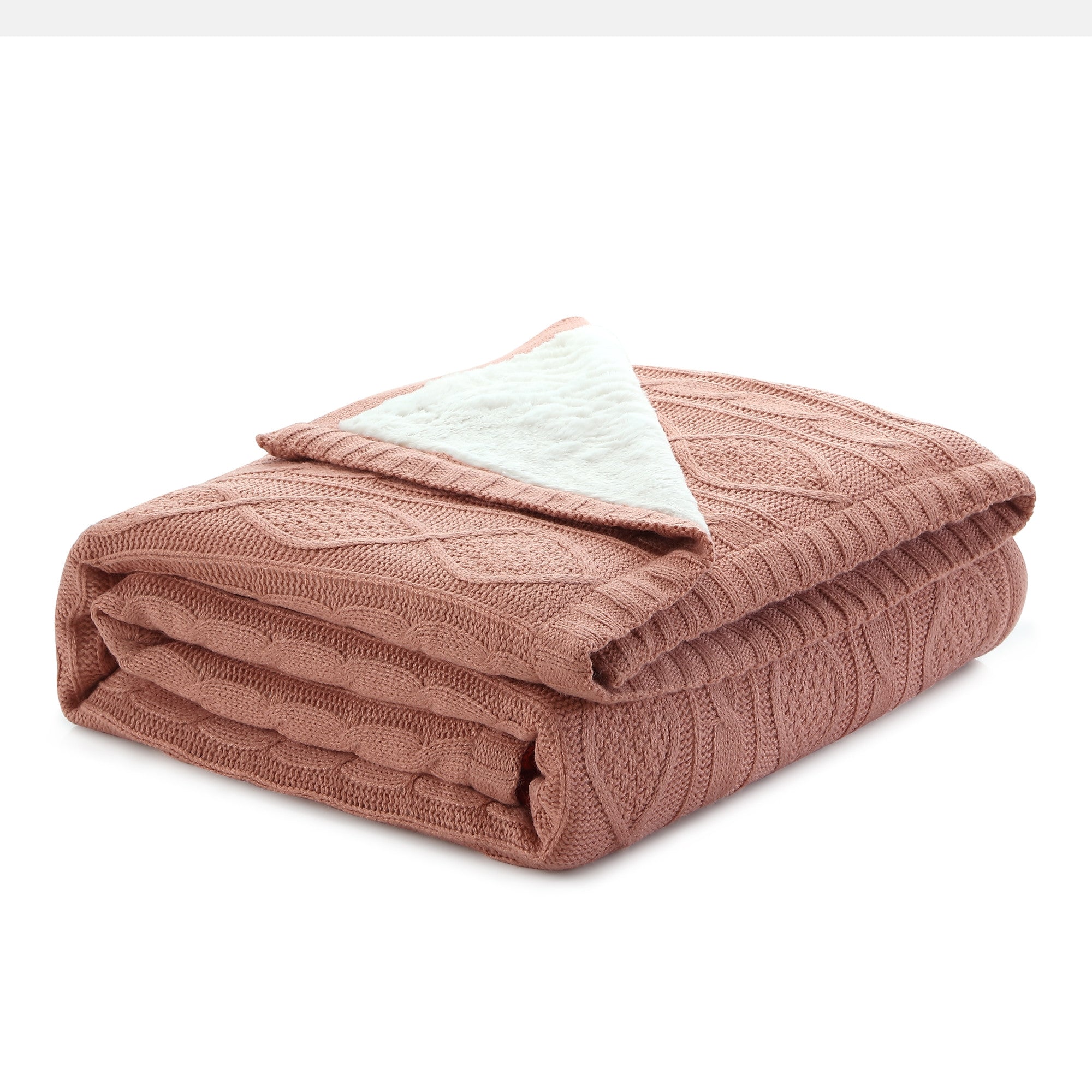 Blush Knitted Acrylic Solid Color Throw Blanket - Minihomy