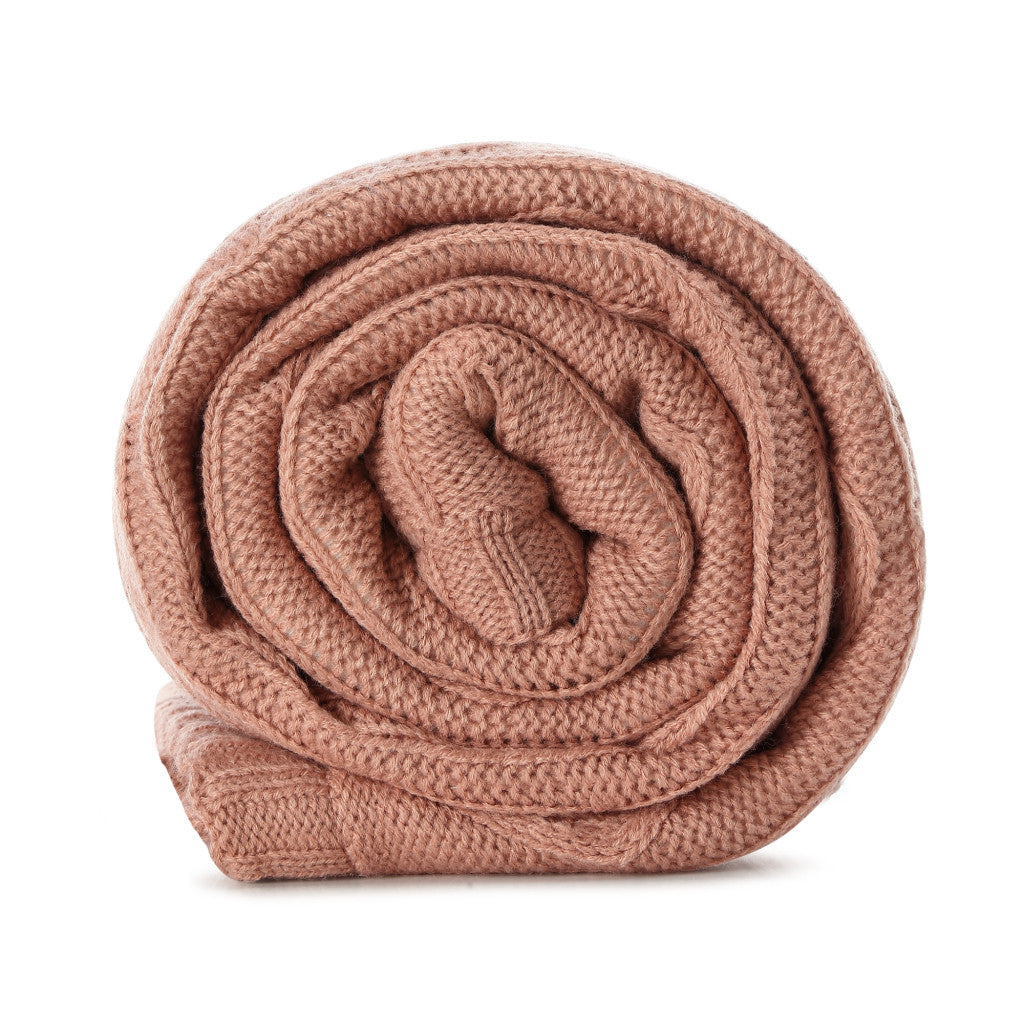 Blush Knitted Acrylic Solid Color Throw Blanket - Minihomy