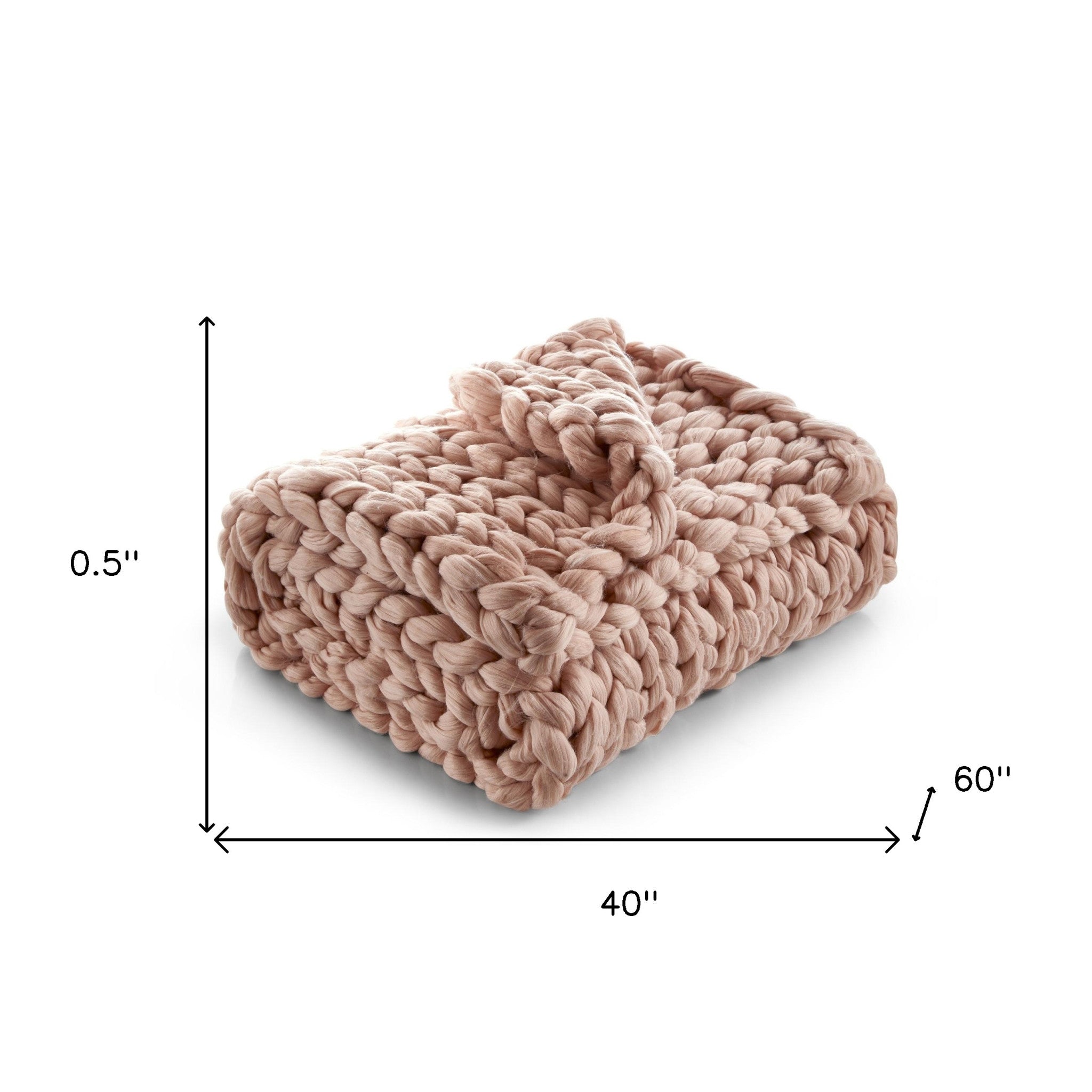 Blush Knitted Polyester Solid Color Throw Blanket - Minihomy