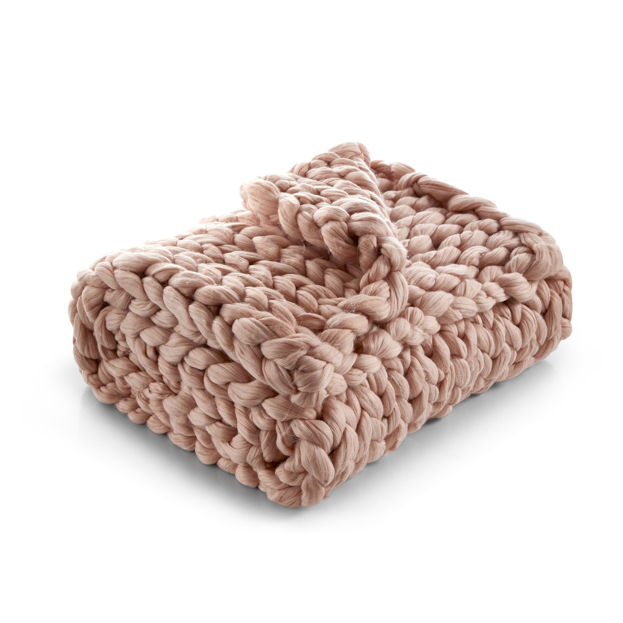 Blush Knitted Polyester Solid Color Throw Blanket - Minihomy