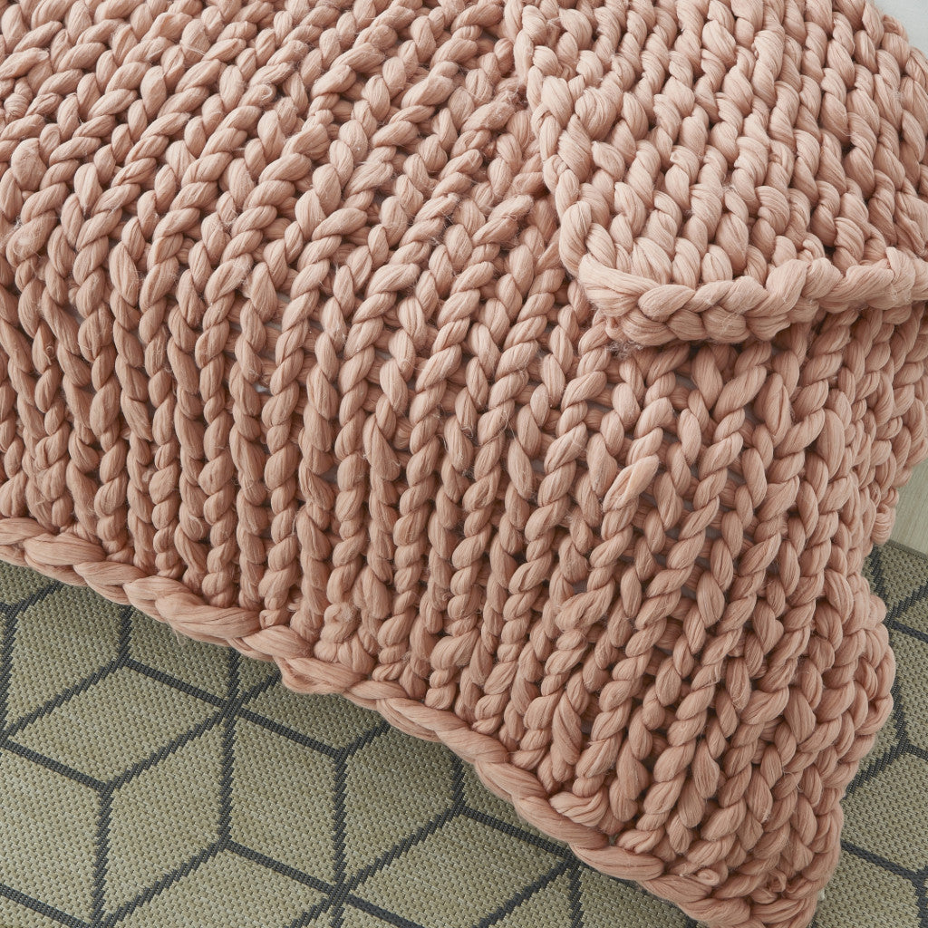 Blush Knitted Polyester Solid Color Throw Blanket - Minihomy