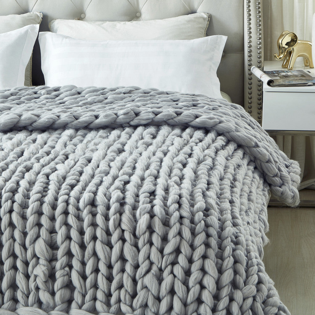 Blush Knitted Polyester Solid Color Throw Blanket - Minihomy