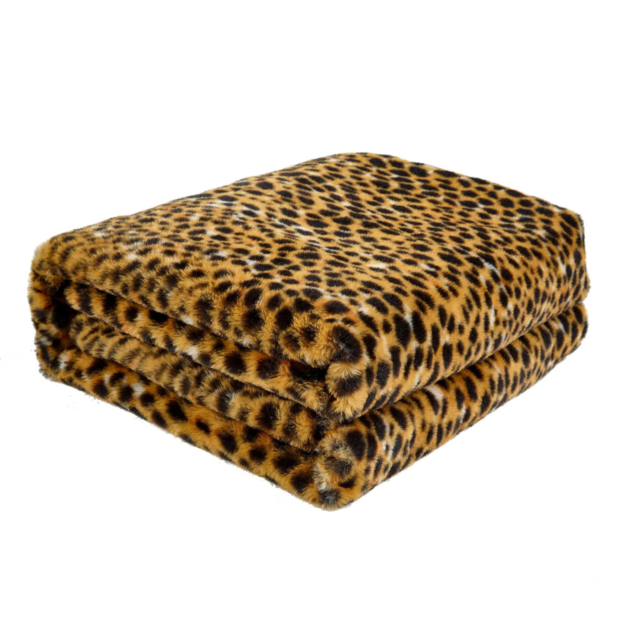 Beige and Ivory Knitted PolYester Animal Print Plush Throw Blanket - Minihomy