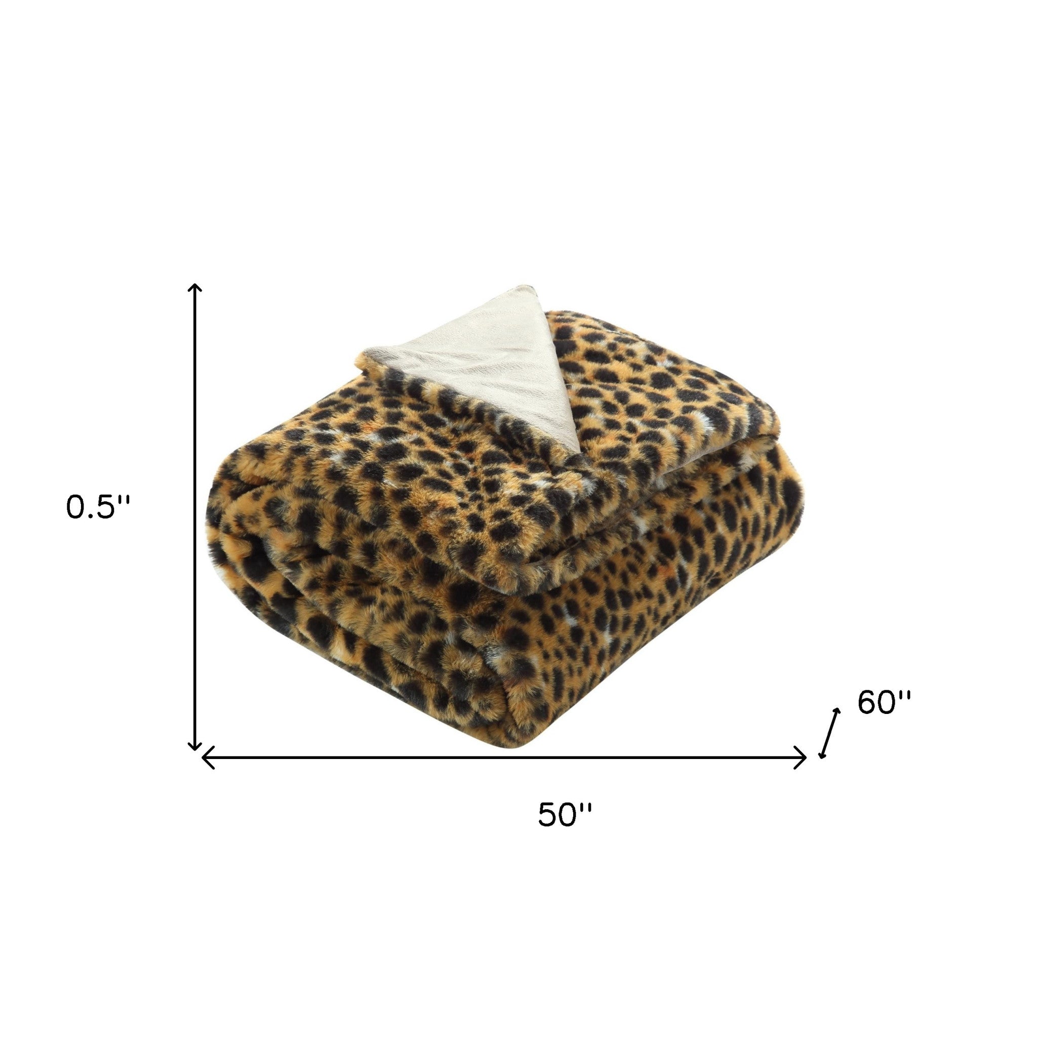 Beige and Ivory Knitted PolYester Animal Print Plush Throw Blanket - Minihomy