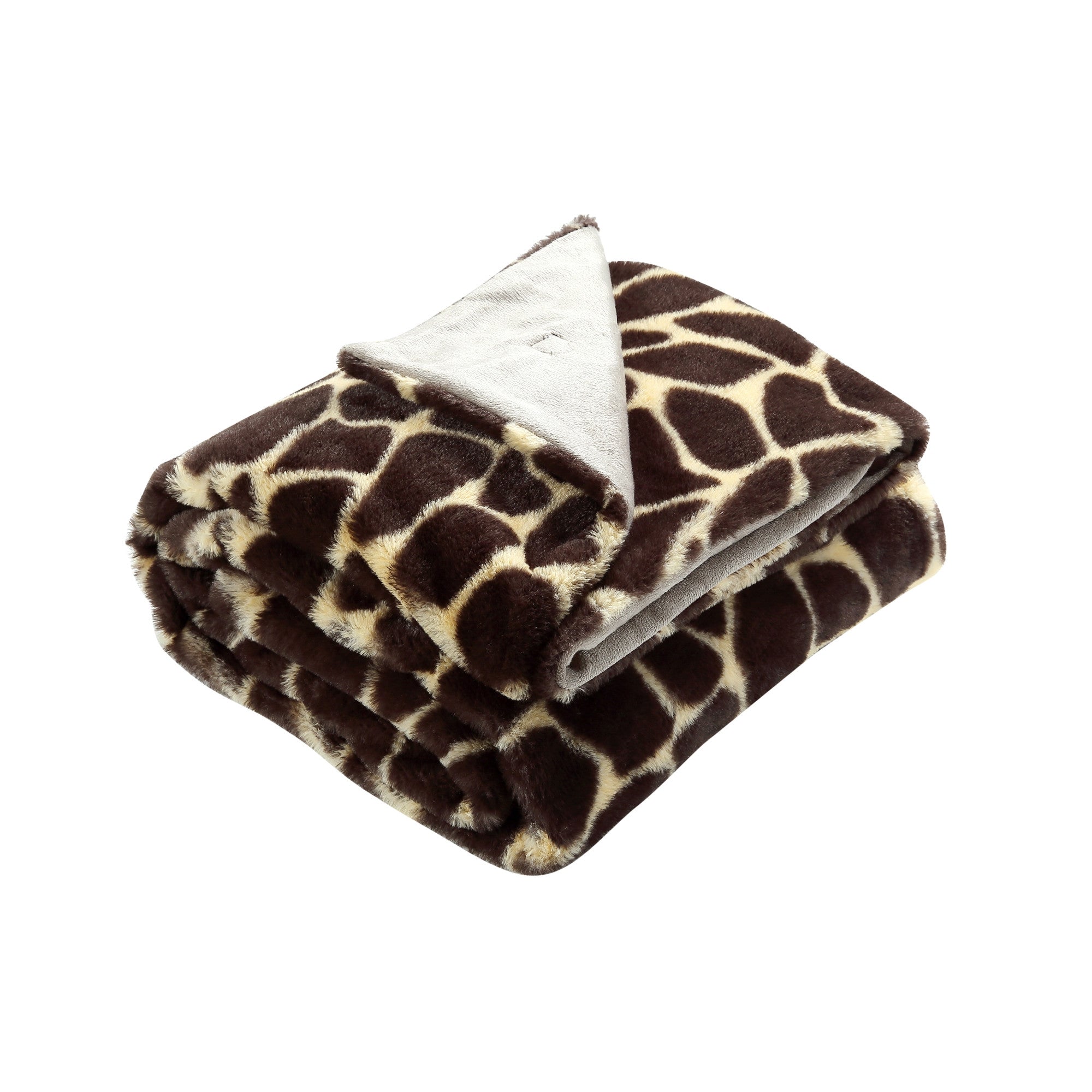 Beige and Ivory Knitted PolYester Animal Print Plush Throw Blanket - Minihomy