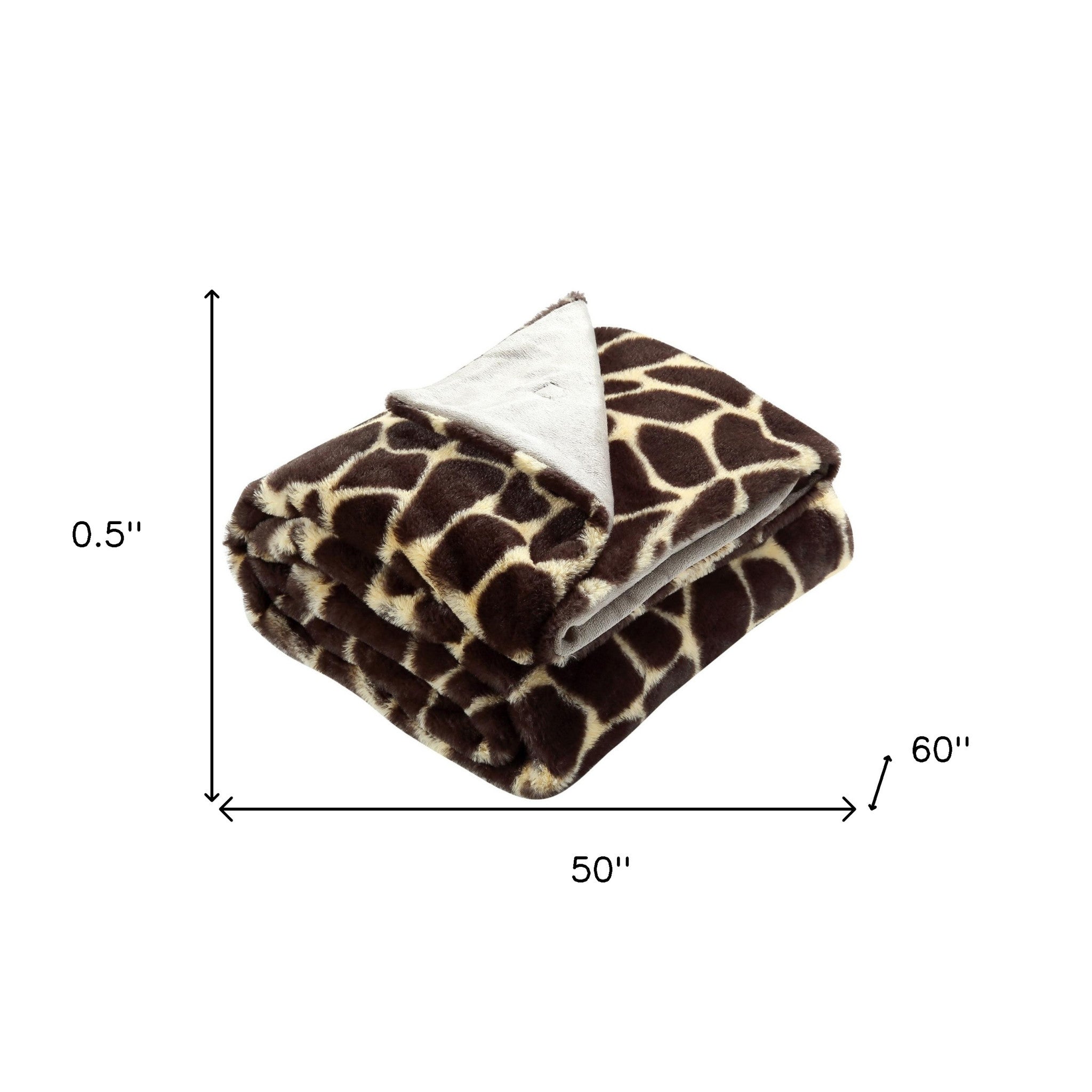 Beige and Ivory Knitted PolYester Animal Print Plush Throw Blanket - Minihomy