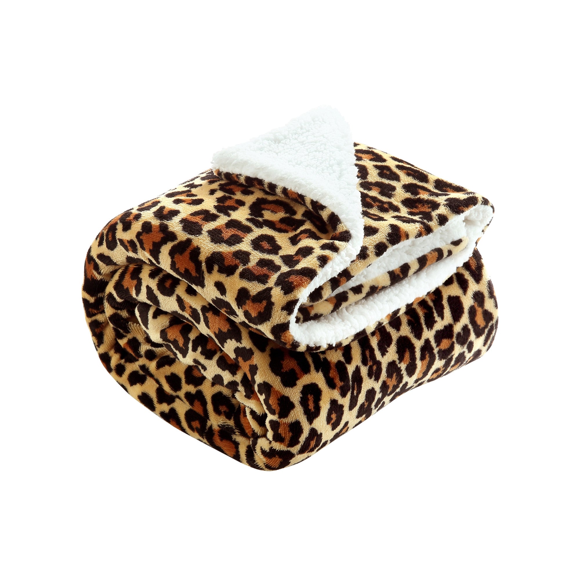 Beige and Ivory Knitted PolYester Animal Print Plush Throw Blanket - Minihomy