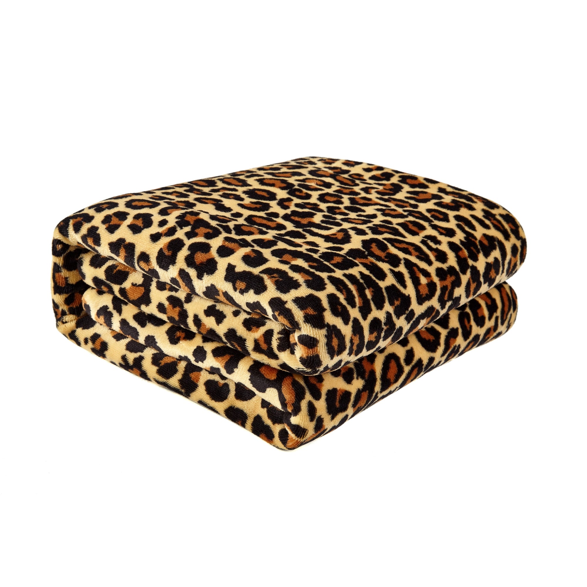 Beige and Ivory Knitted PolYester Animal Print Plush Throw Blanket - Minihomy