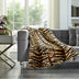 Beige and Ivory Knitted PolYester Animal Print Plush Throw Blanket - Minihomy