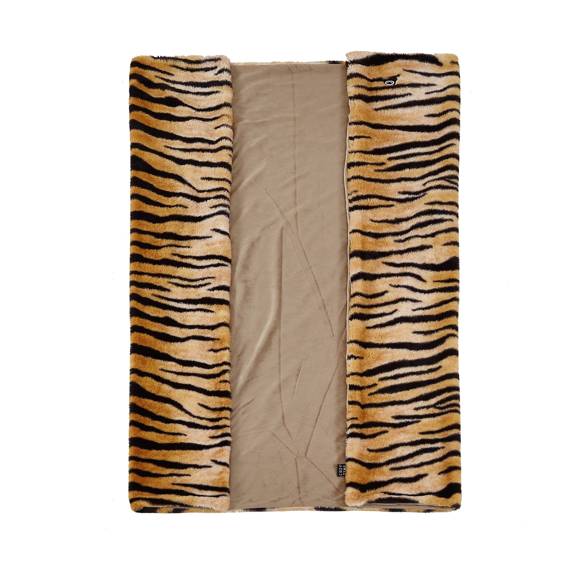 Beige and Ivory Knitted PolYester Animal Print Plush Throw Blanket - Minihomy