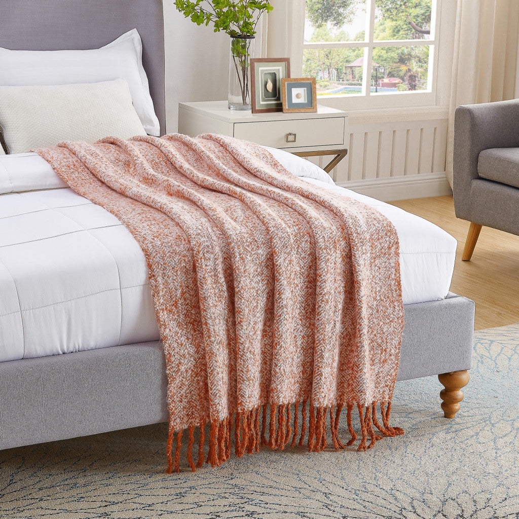 Blush Knitted Acrylic Geometric Throw Blanket - Minihomy