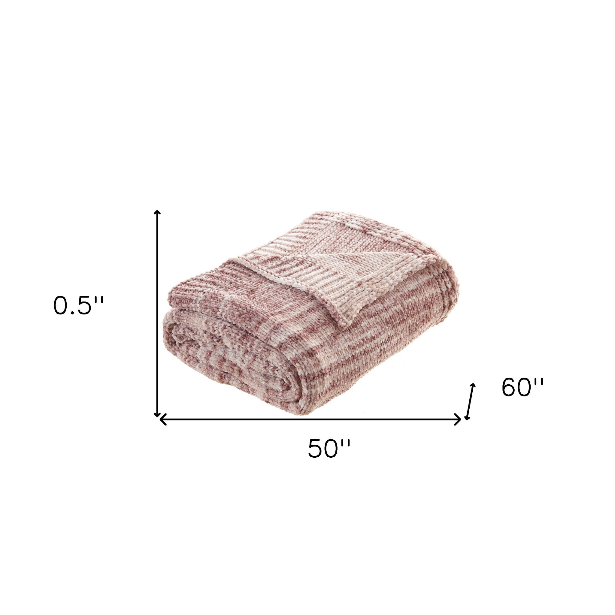 Blush Knitted Polyester Striped Throw Blanket - Minihomy