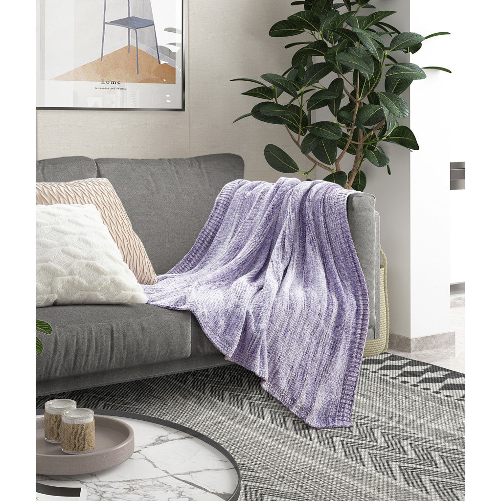 Blush Knitted Polyester Striped Throw Blanket - Minihomy