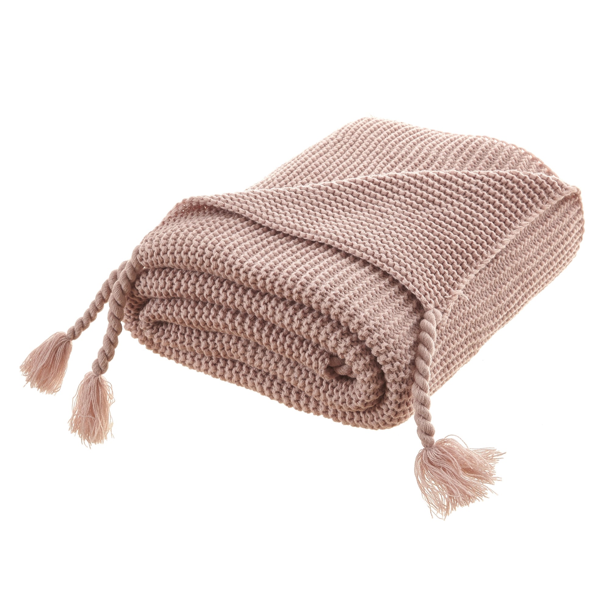 Blush Knitted Acrylic Solid Color Throw Blanket - Minihomy