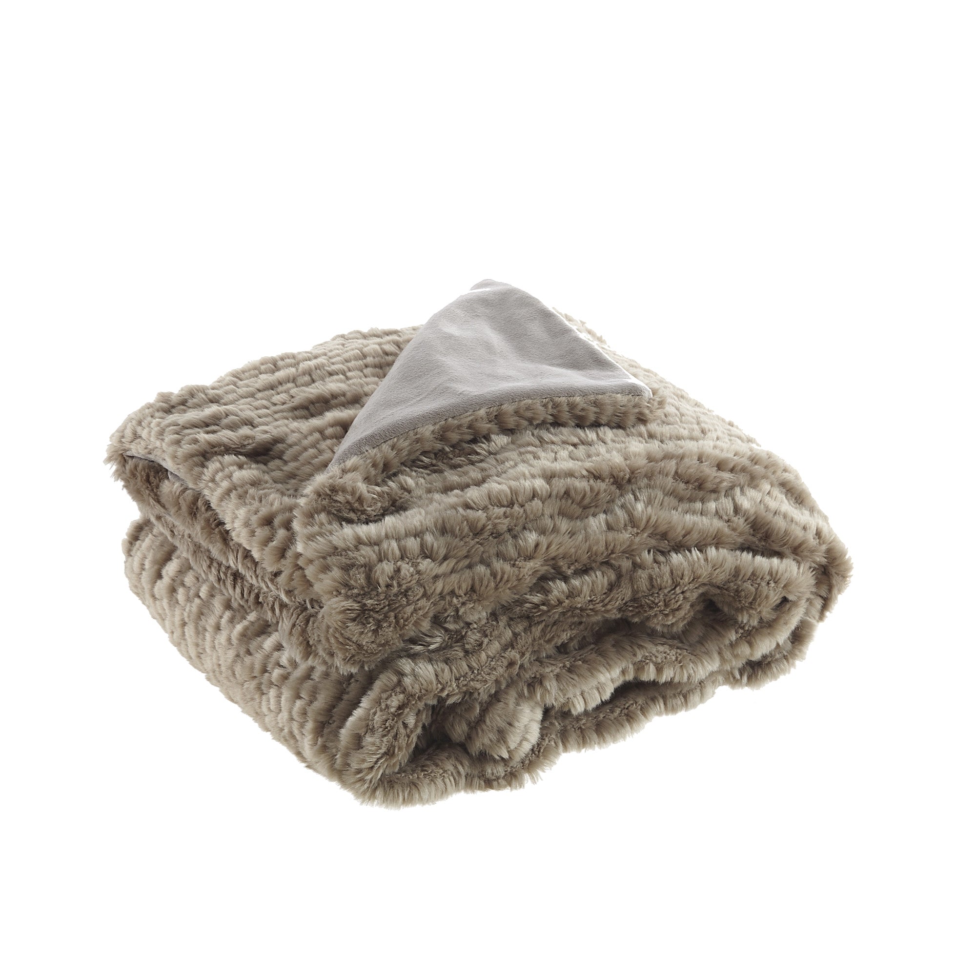 Brown Knitted Acrylic Solid Color Plush Throw Blanket - Minihomy