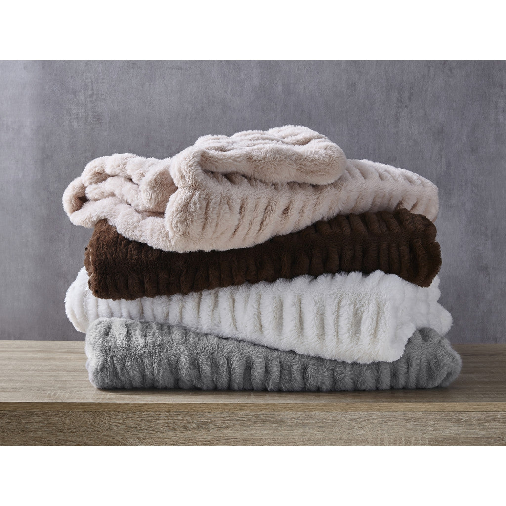 Blush Knitted Polyester Solid Color Throw Blanket - Minihomy