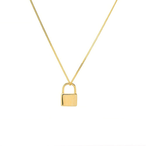 Small lock 925 silver sterling silver 18k gold necklace
