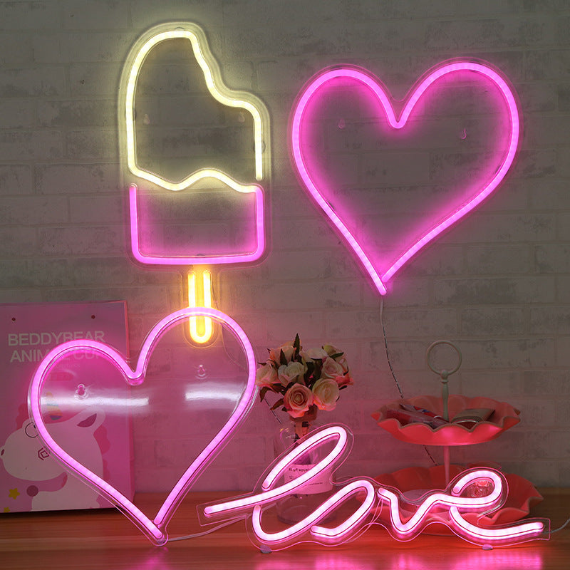 Neon decoration ins creative wall bar atmosphere lamp clean bar bed romantic bedroom room layout - Minihomy