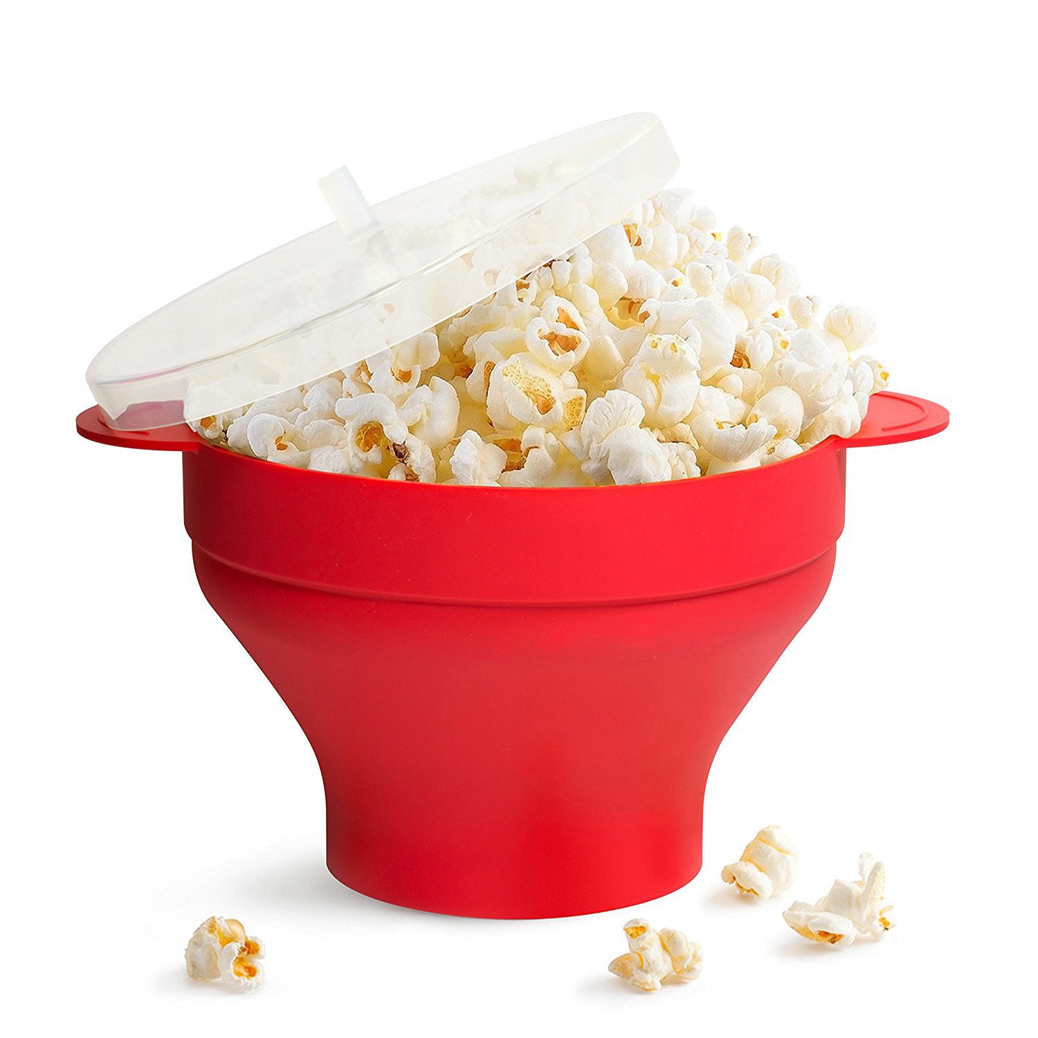 Silicone popcorn bowl with handle