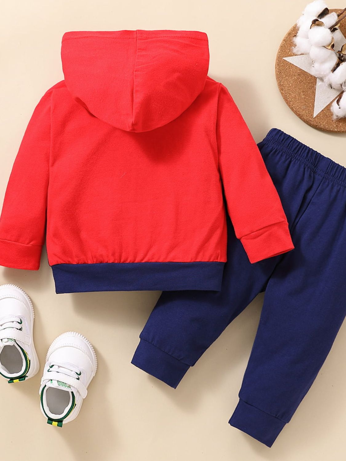 Baby Color Block Graphic Hoodie and Joggers Set - Minihomy