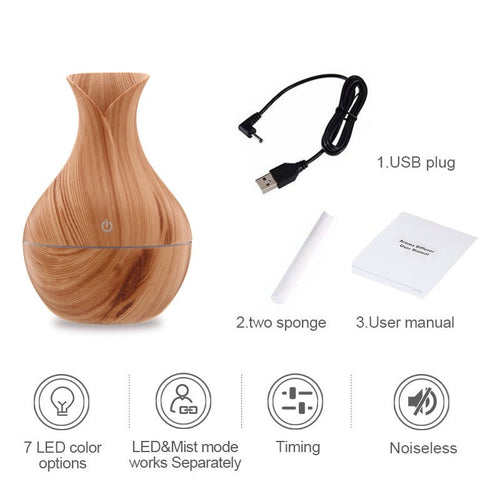 Ultrasonic Air Humidifier Aromatherapy Diffuser Essential Oil Vase humidifier