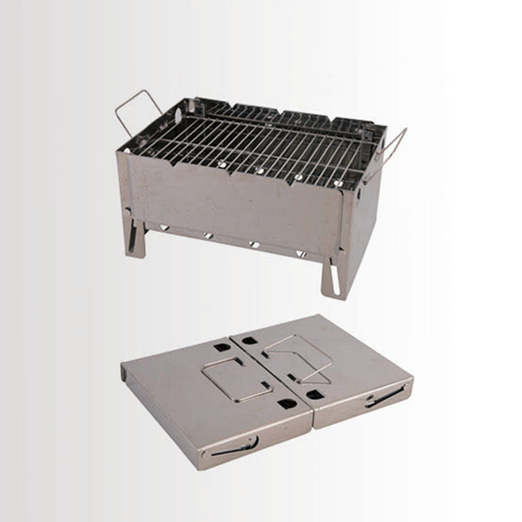 Outdoor portable charcoal grill outdoor household portable stove black steel oven box type stove burning picnic tools